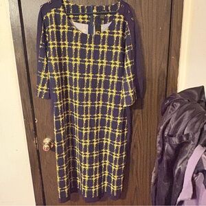 Michael Kors Navy and Yellow Checkered Dress
